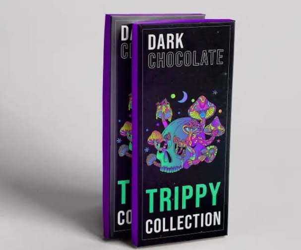Modern retail packaging formats designed for mushroom chocolate products, AI generated